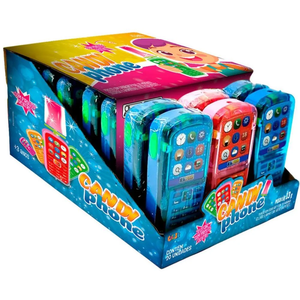 Doce Candy Phone+Pirulito Sabor (S) Colore (Dp.c/20) - imagem 3
