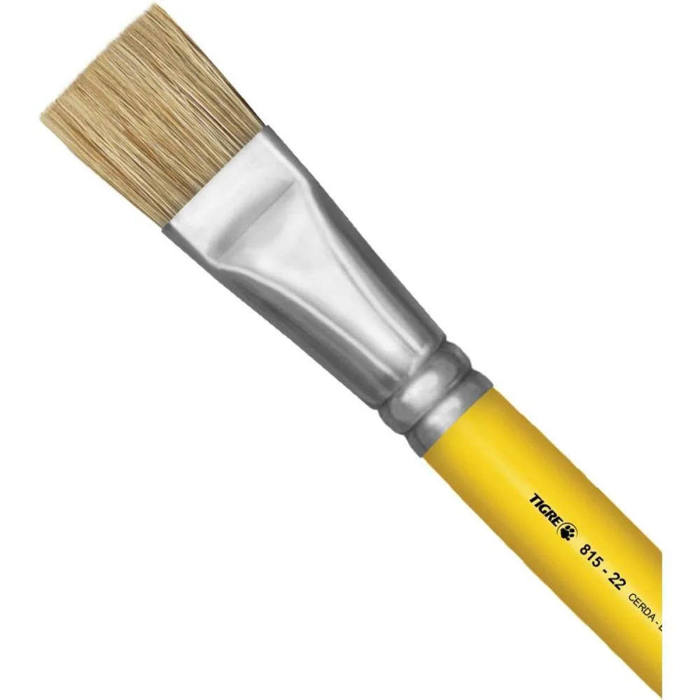 Pincel Artesanal Chato 815 N.22 Amarelo Pinceis Tigre (Ct.c/06) - imagem 3