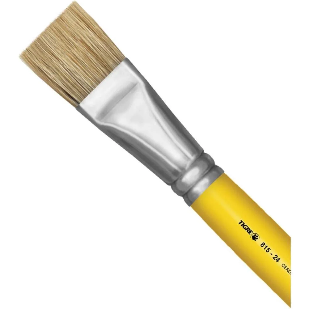 Pincel Artesanal Chato 815 N.24 Amarelo Pinceis Tigre (Ct.c/03) - imagem 3
