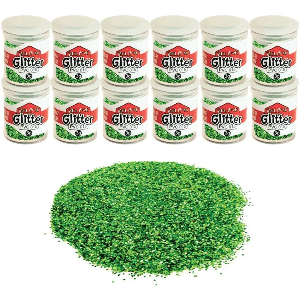 Glitter Pvc Verde Bandeira Potes 3G. Honey (Pct.c/12) - imagem 3