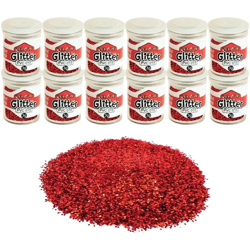 Glitter Pvc Vermelho Potes 3G Honey (Pct.c/12) - imagem 2