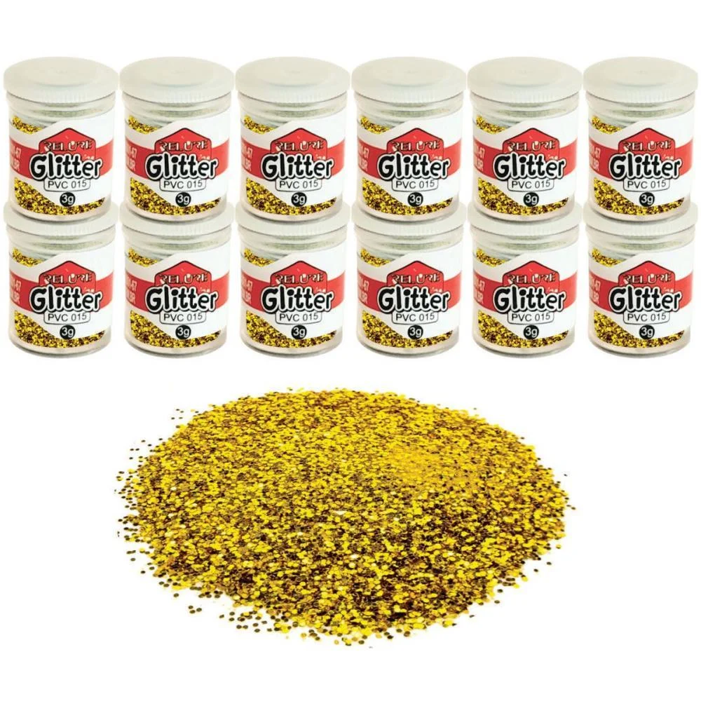 Glitter Pvc Ouro Brilho Potes 3G. Honey (Pct.c/12) - imagem 2