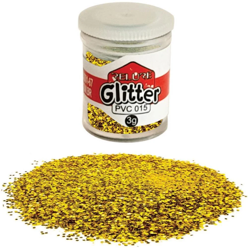 Glitter Pvc Ouro Brilho Potes 3G. Honey (Pct.c/12) - imagem 4