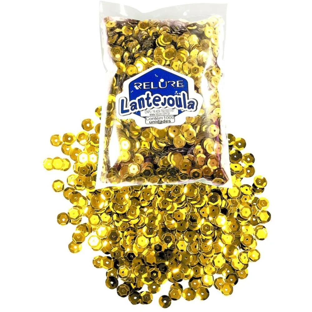 Lantejoula Metalizada Ouro N.08 C/1000Unid. Honey (Pacote) - imagem 2