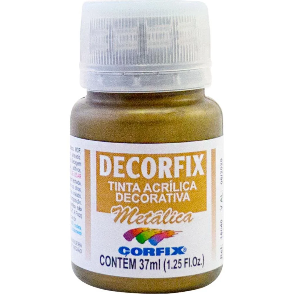 Tinta Acrilica Decorfix Metalica 37Ml Ouro Corfix (Cx.c/06) - imagem 3