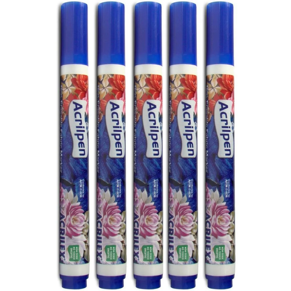 Caneta Para Tecido Azul Turquesa Acrilpen Acrilex (Cx.c/12) - imagem 5