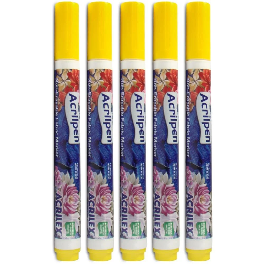 Caneta Para Tecido Amarelo Ouro Acrilpen Acrilex (Cx.c/12) - imagem 5