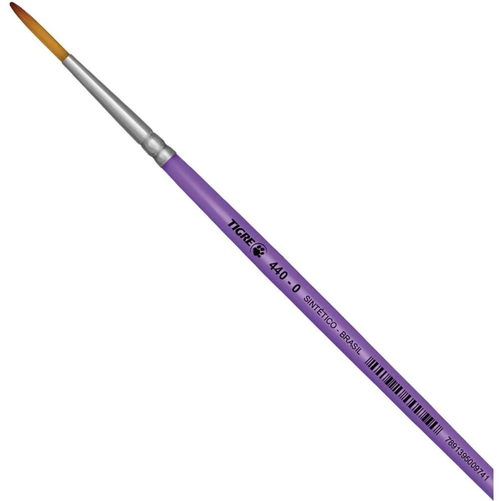 Pincel Artesanal Redondo 440 N.00 Medio Lilas Pinceis Tigre (Duzia) - imagem 2