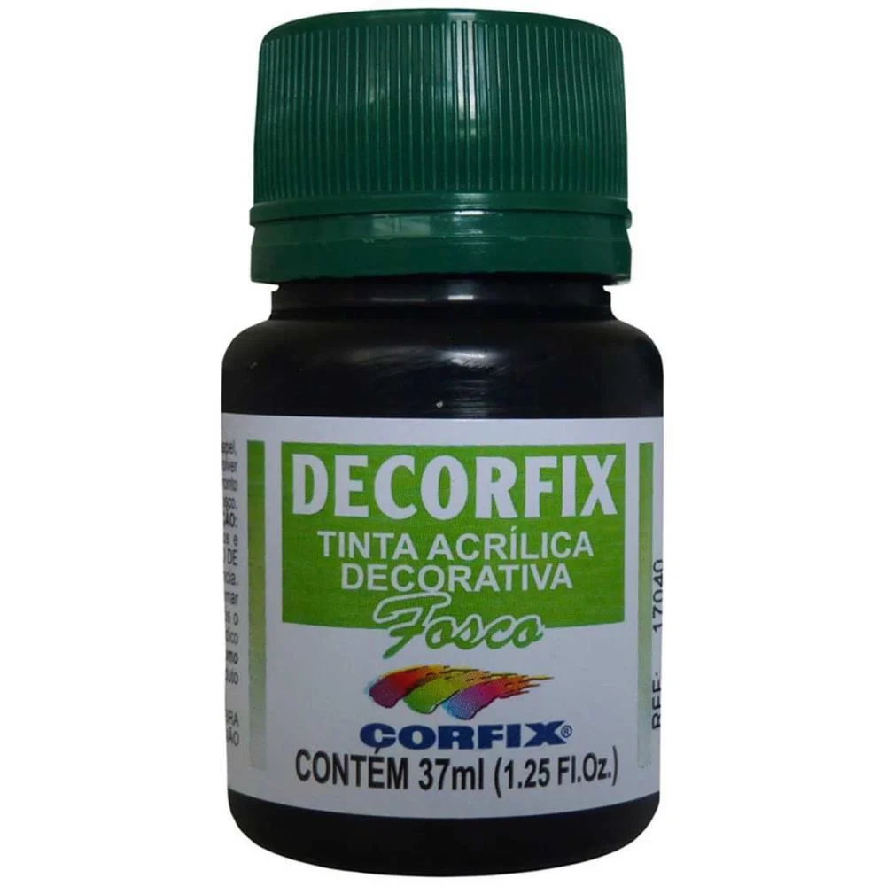 Tinta Acrilica Decorfix Fosca 37Ml Preto Corfix (Cx.c/06) - imagem 4