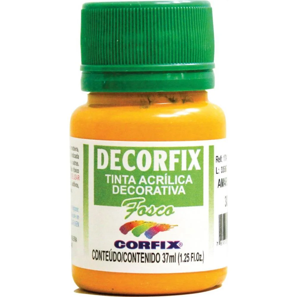 Tinta Acrilica Decorfix Fosca 37Ml Amarelo Ca Corfix (Cx.c/06) - imagem 2