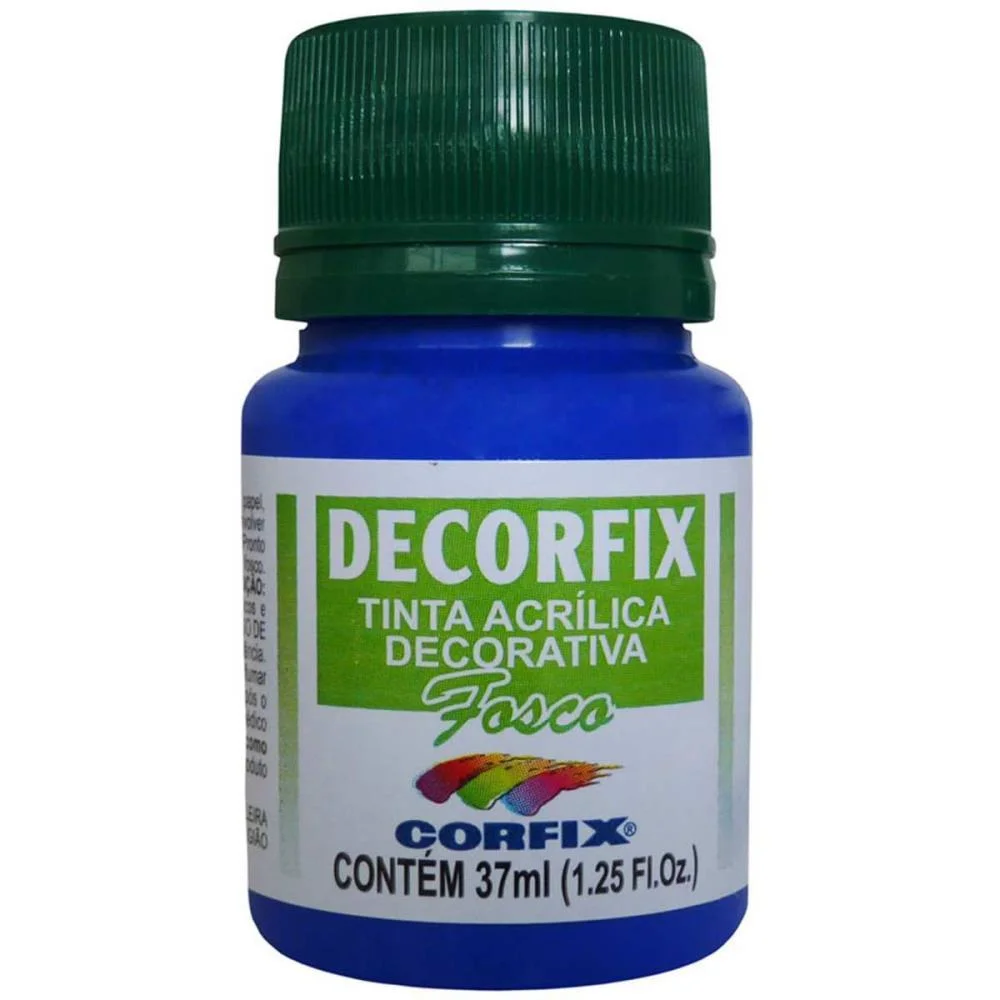 Tinta Acrilica Decorfix Fosca 37Ml  Azul Ultr Corfix (Cx.c/06) - imagem 4