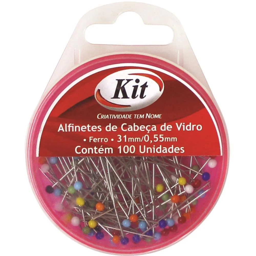 Alfinete Costura Cabeca De Vidro 31Mmx0.55Mm Kit (Bl.c/100) - imagem 3