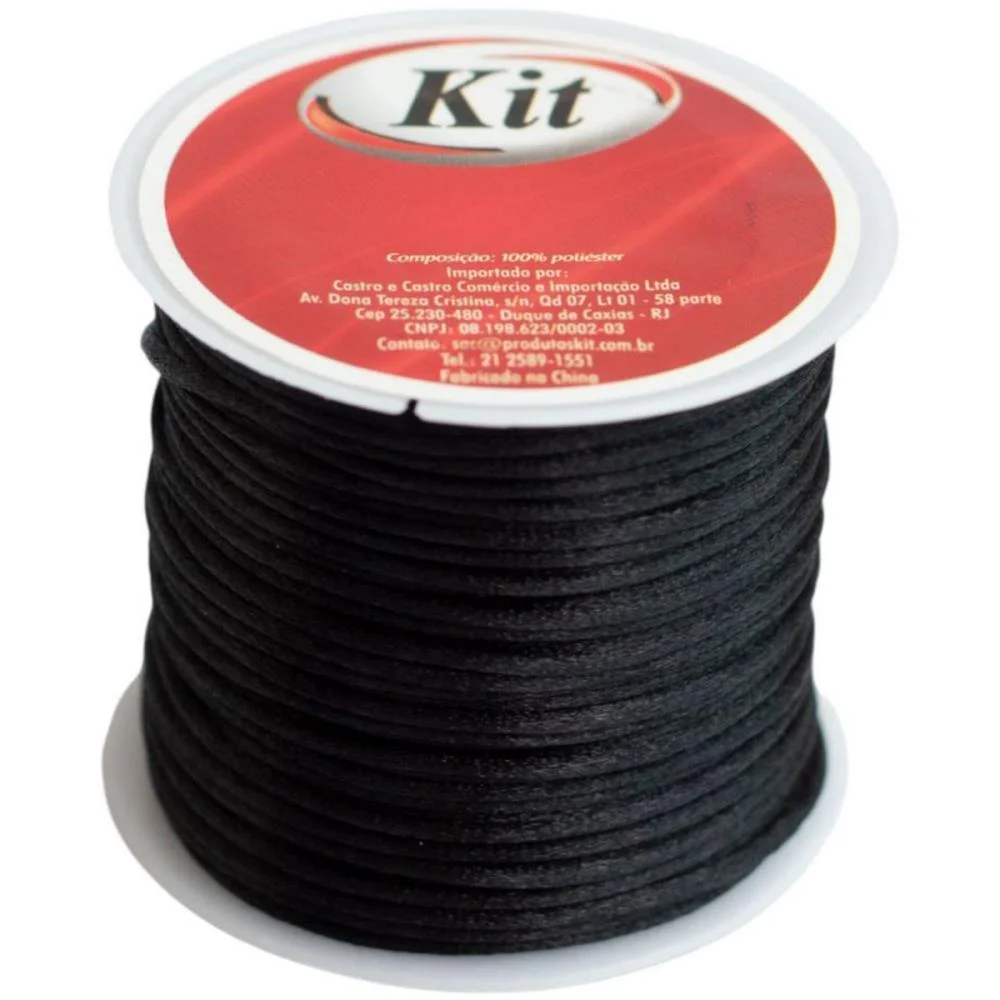 Cordao Cetim 1Mm Preto C/20M. Kit (Rolo) - imagem 3