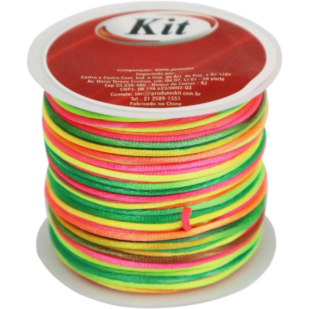 Cordao Cetim 1Mm Multicolor 1 C/20M. Kit (Rolo) - imagem 2