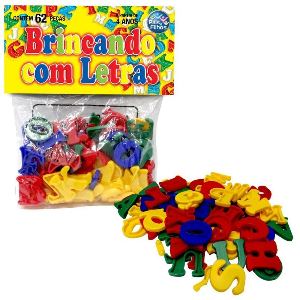 Brinquedo Pedagogico Brincando Com Letras 62 Pecas Pais E Filhos (Unidade) - imagem 2