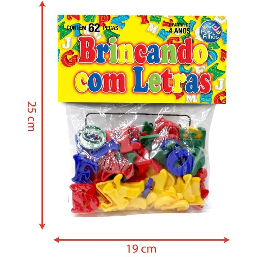 Brinquedo Pedagogico Brincando Com Letras 62 Pecas Pais E Filhos (Unidade) - imagem 4
