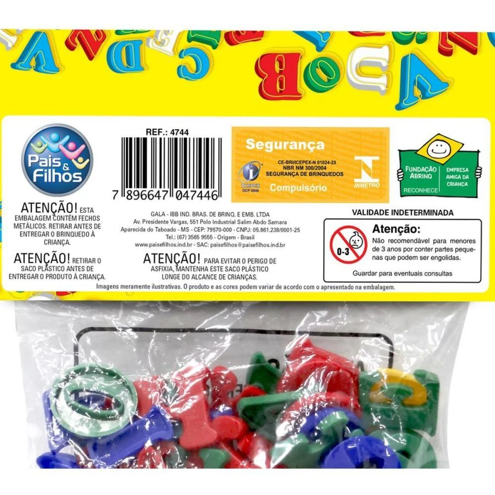 Brinquedo Pedagogico Brincando Com Letras 62 Pecas Pais E Filhos (Unidade) - imagem 5