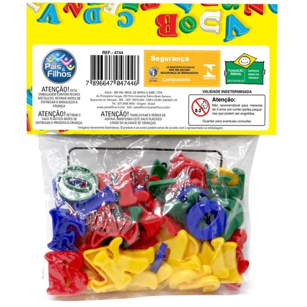 Brinquedo Pedagogico Brincando Com Letras 62 Pecas Pais E Filhos (Unidade) - imagem 6