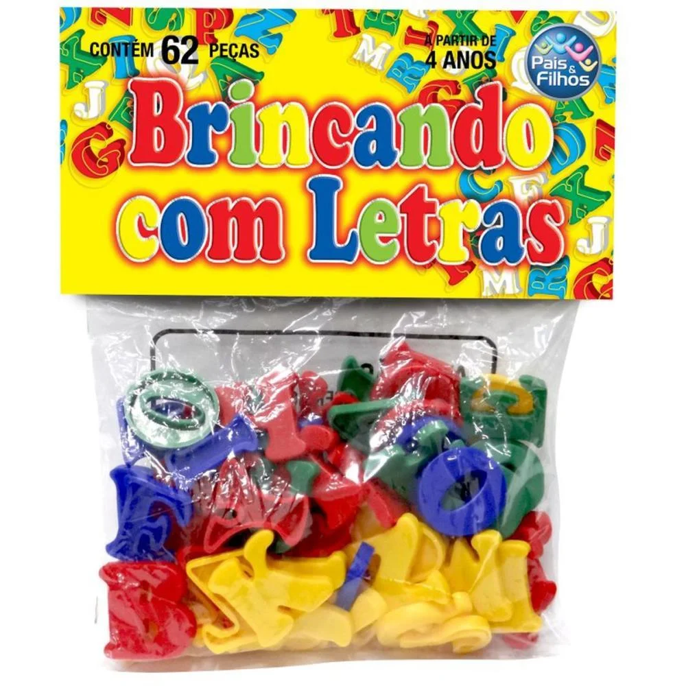 Brinquedo Pedagogico Brincando Com Letras 62 Pecas Pais E Filhos (Unidade) - imagem 7