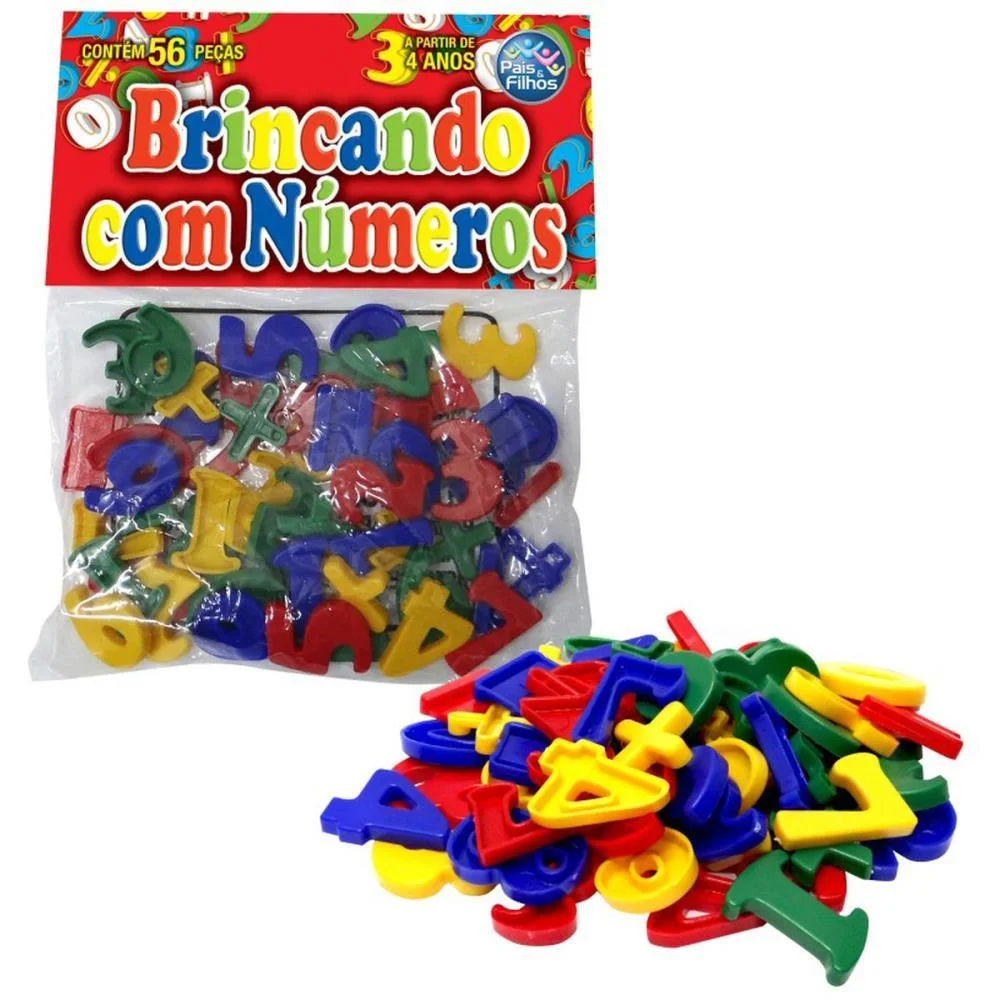 Brinquedo Pedagogico Brincando Com Numeros 56 Pcs Pais E Filhos (Unidade) - imagem 3