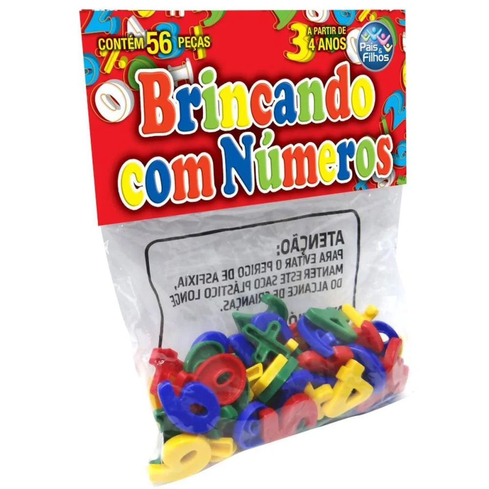 Brinquedo Pedagogico Brincando Com Numeros 56 Pcs Pais E Filhos (Unidade) - imagem 7