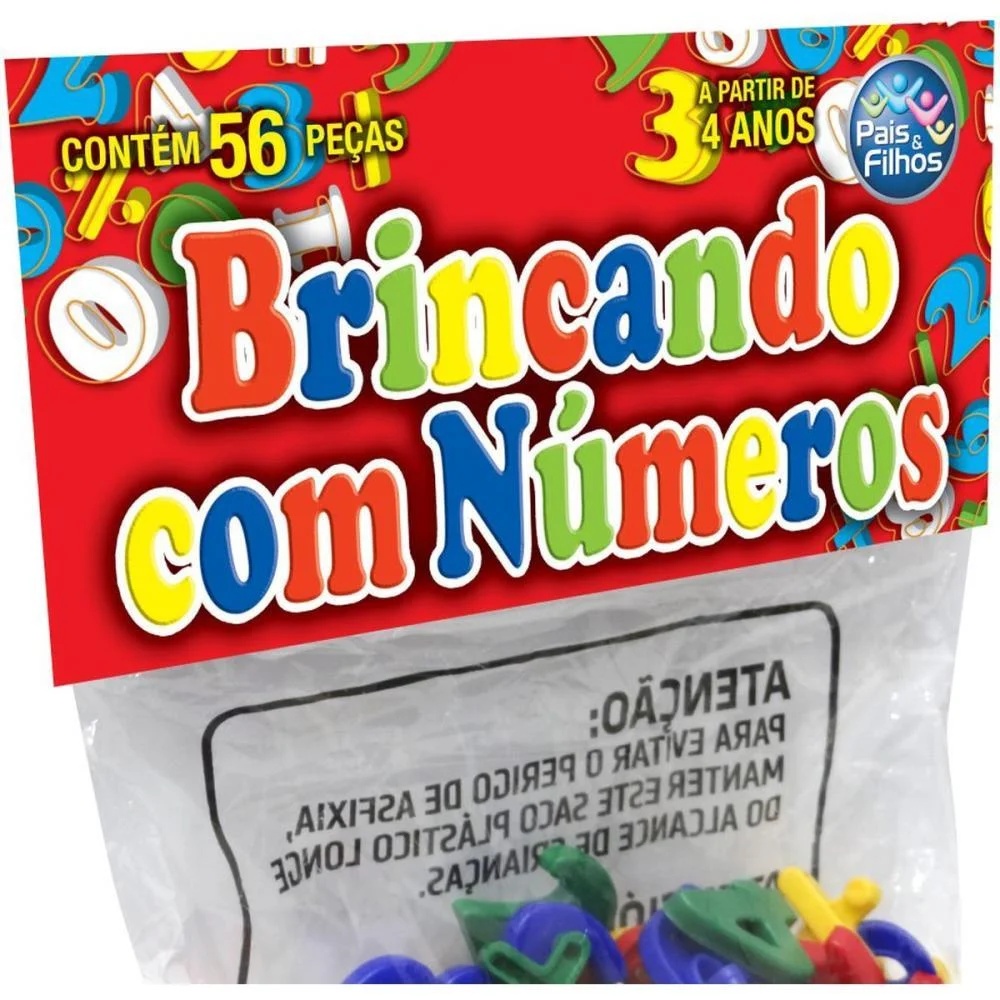 Brinquedo Pedagogico Brincando Com Numeros 56 Pcs Pais E Filhos (Unidade) - imagem 8