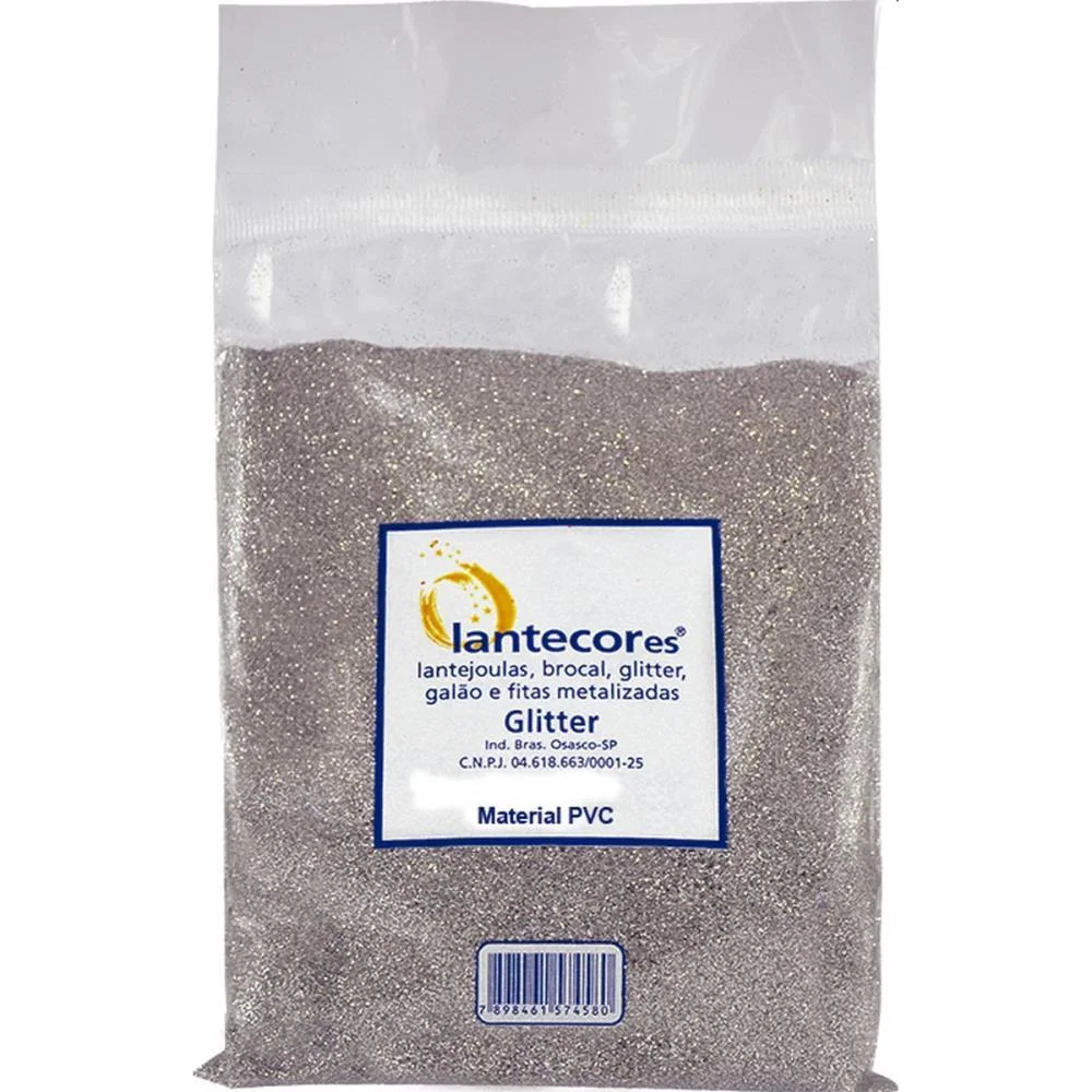 Glitter Pvc Prata 100G. Lantecor (Unidade) - imagem 2