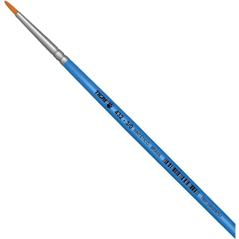 Pincel Artesanal Redondo 432 N.3/0 Azul Pinceis Tigre (Pct.c/06) - imagem 2