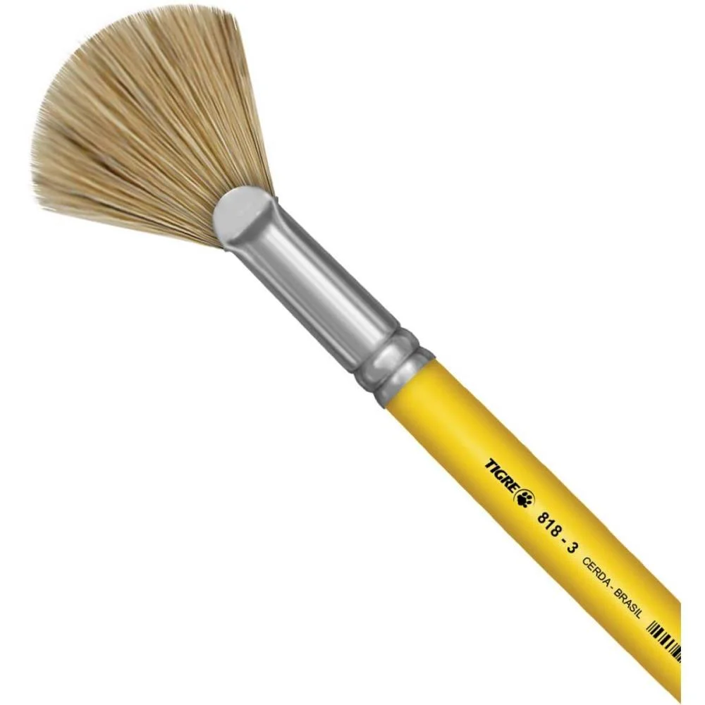 Pincel Artesanal Fan Leque 818 N.03 Amarelo Pinceis Tigre (Pct.c/03) - imagem 2