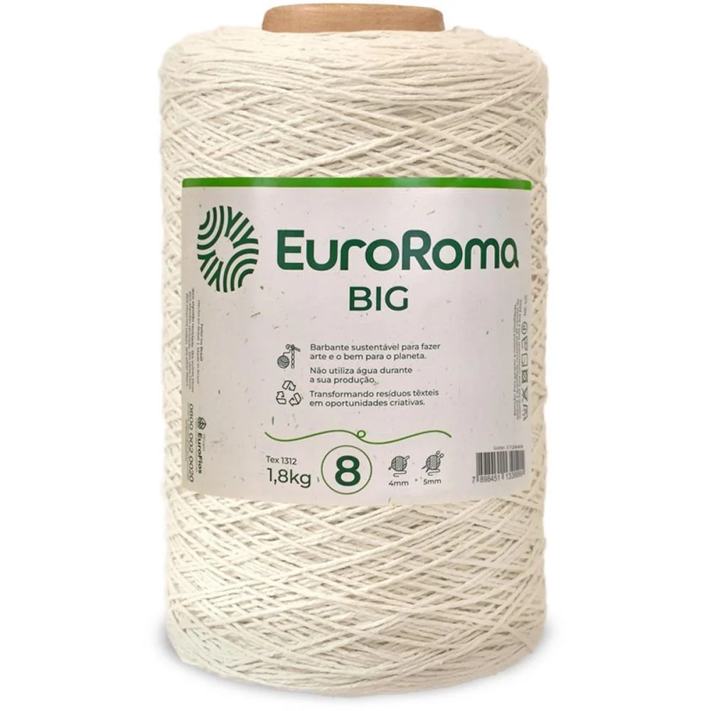 Barbante Cru 1,8Kg 4/8 Fios Rolo 1371M Euroroma (Unidade) - imagem 3