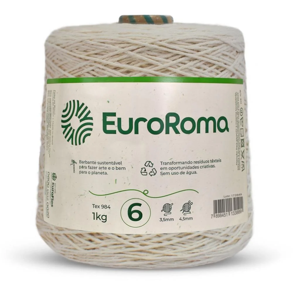 Barbante Cru 1,0Kg 4/6 Fios Rolo 1016M Euroroma (Unidade) - imagem 3