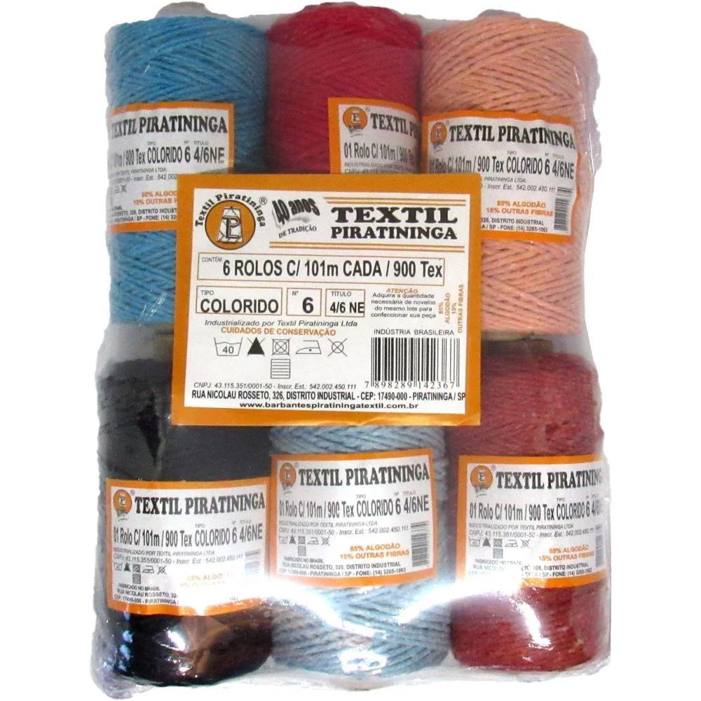 Barbante Colorido 100G 6 Fios Rolo 101M Color Textil Piratininga (Pct.c/06) - imagem 5