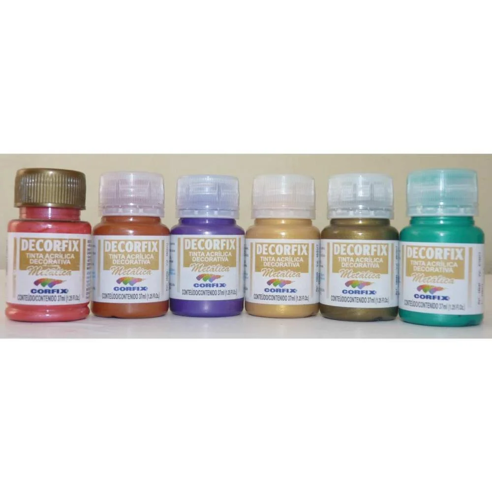 Tinta Acrilica Decorfix Metalica 37Ml Ouro Ve Corfix (Cx.c/06) - imagem 3