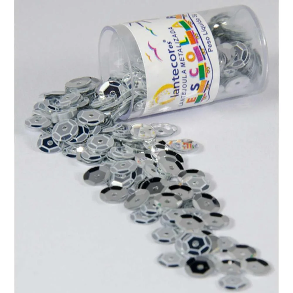 Lantejoula Metalizada Prata 10Mm. Potes 2G. Lantecor (Pct.c/12) - imagem 2