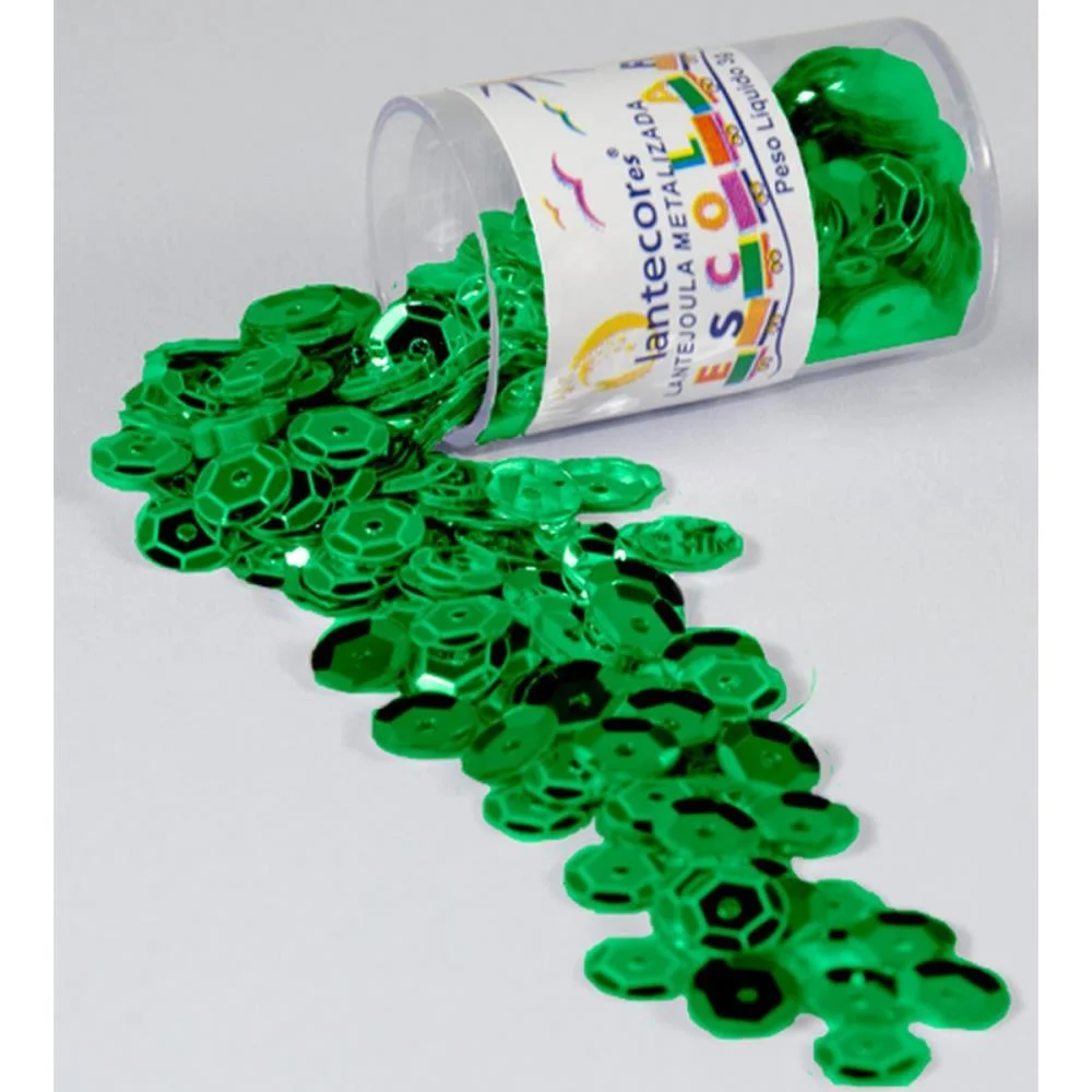 Lantejoula Metalizada Verde Bandeira 10Mm. Potes 2G. Lantecor (Pct.c/12) - imagem 3