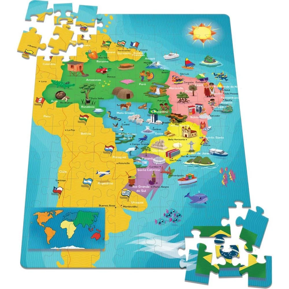 Quebra-Cabeca Cartonado Mapa Do Brasil 100 Pecas Toyster (Unidade) - imagem 4