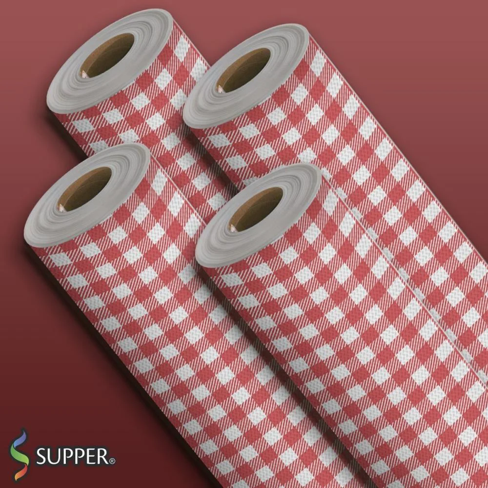Tnt Estampado 1,40M 40G Xadrez Branco/Vermelho Supper (Rl-25Mts) - imagem 4