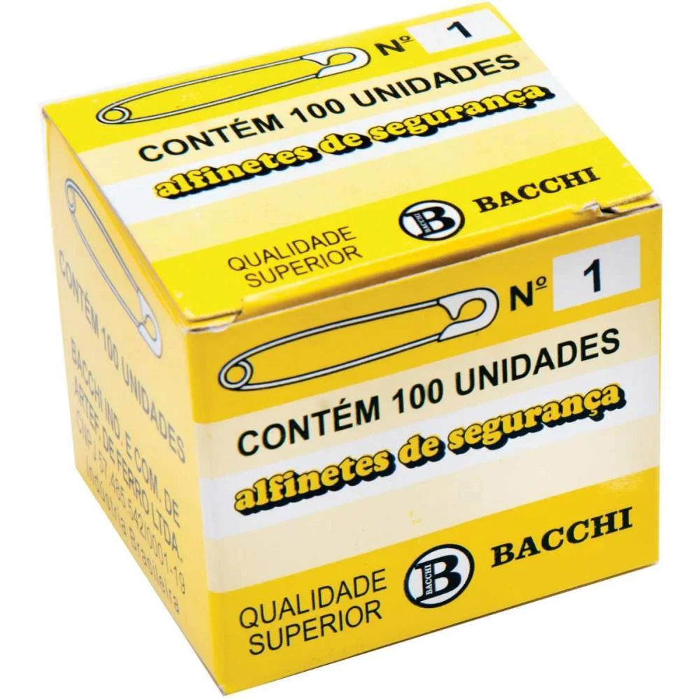 Alfinete Segurança N.1 Aço Niquelado Bacchi (Cx.c/100) - imagem 3