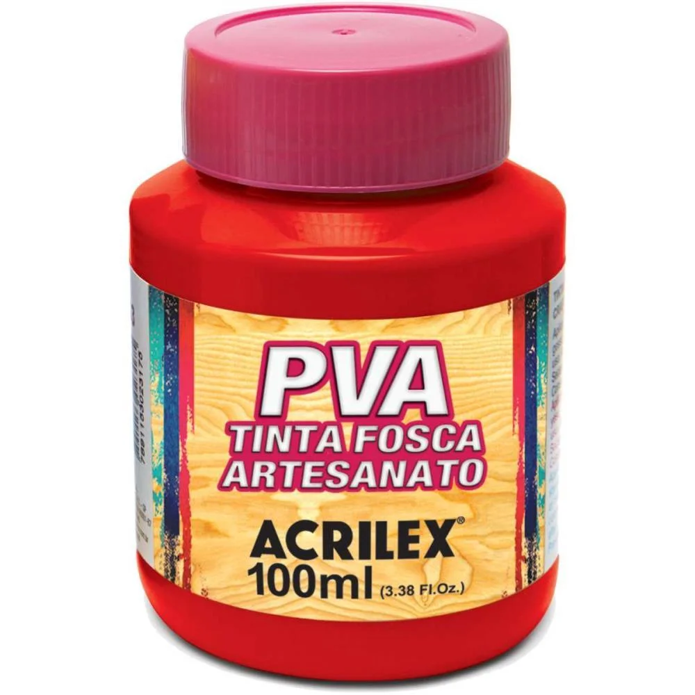 Tinta Pva 100Ml. Vermelho Escarlate Acrilex (Pct.c/06) - imagem 3