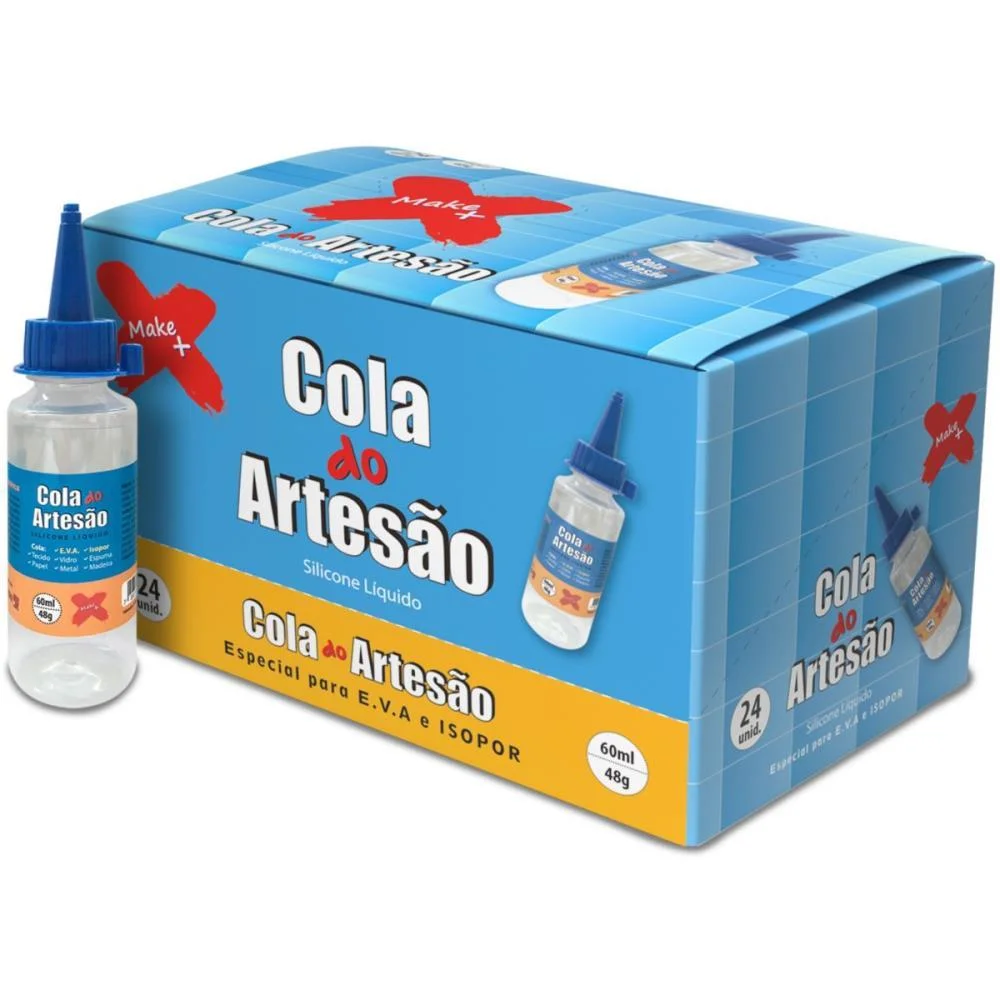 Cola Para Artesanato Artesao Silicone Liquido 60Ml Make+ (Cx.c/24) - imagem 4