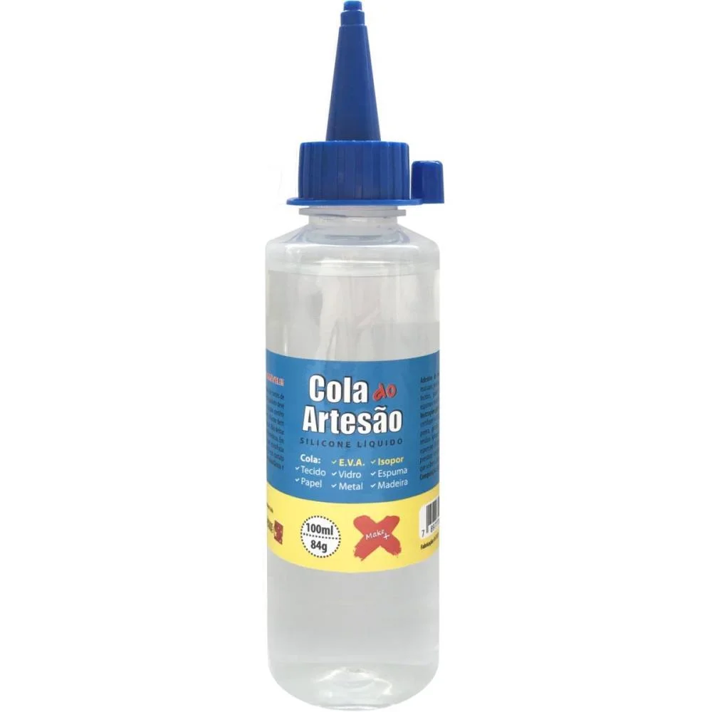 Cola Para Artesanato Artesao Silicone Liquido 100Ml Make+ (Cx.c/12) - imagem 3