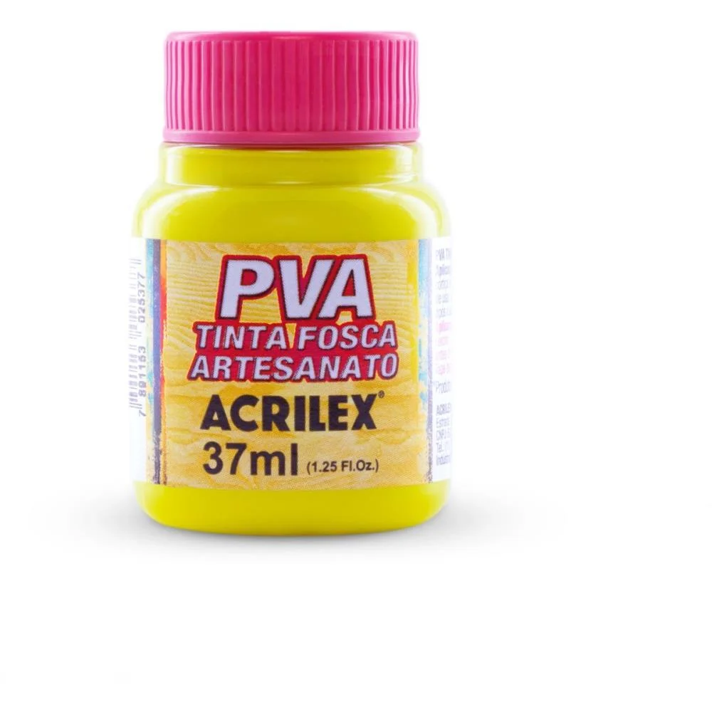 Tinta Pva 37Ml. Amarelo Limao Acrilex (Cx.c/12) - imagem 3