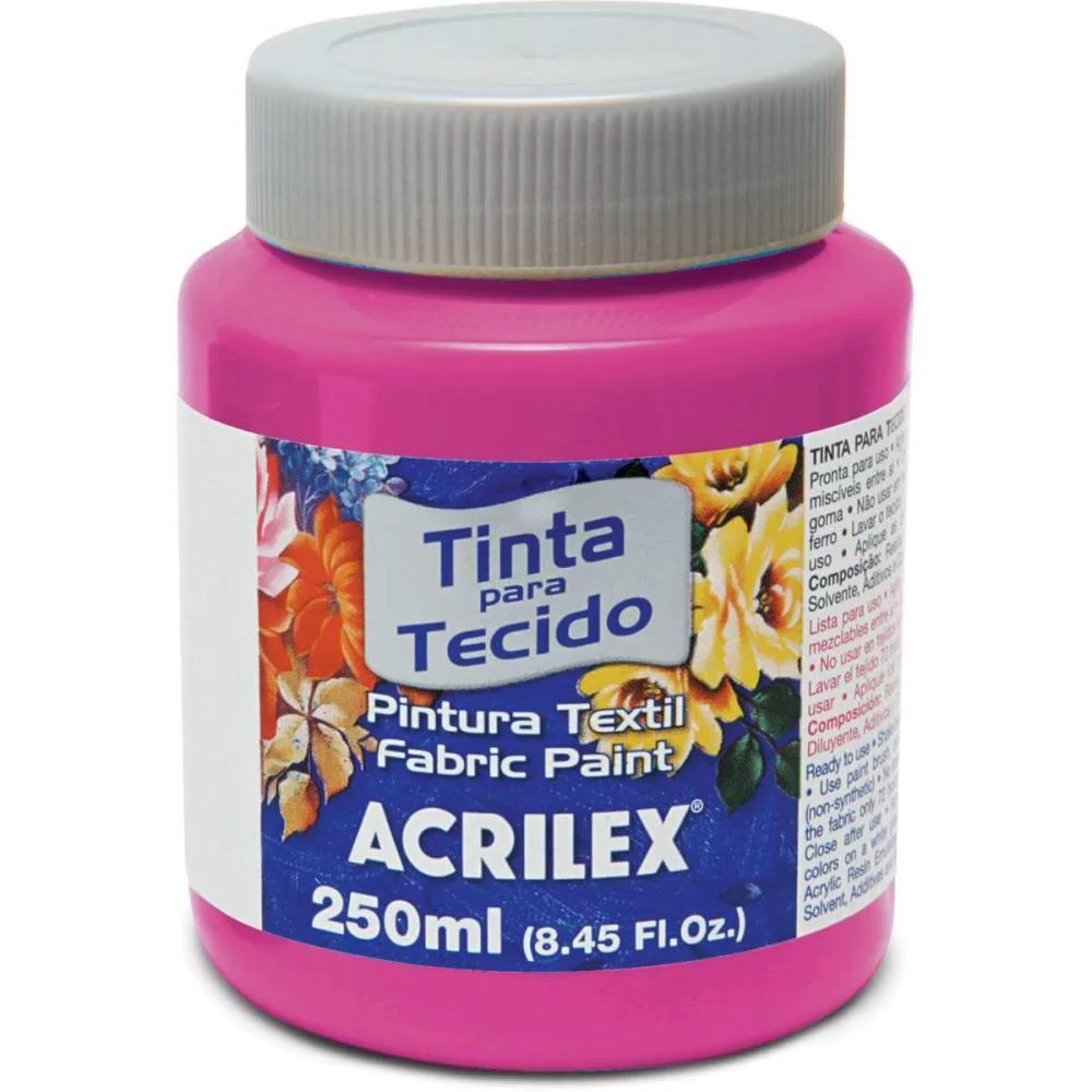 Tinta Para Tecido Fosca 250Ml Rosa Escuro Acrilex (Pct.c/03) - imagem 3