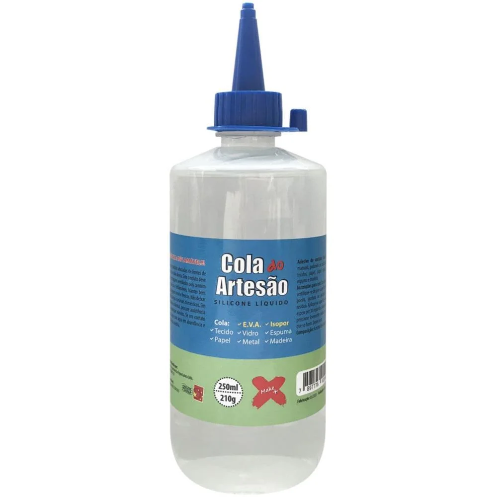 Cola Para Artesanato Artesao Silicone Liquido 250Ml Make+ (Cx.c/06) - imagem 3