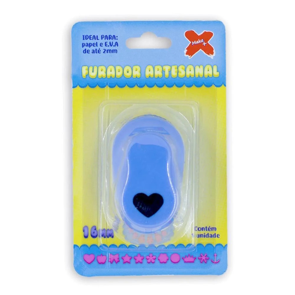 Furador Papel E Eva Regular Coracao 16Mm Make+ (Unidade) - imagem 2