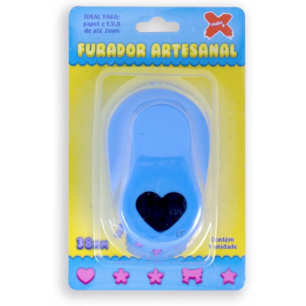 Furador Papel E Eva Gigante Coracao 38Mm Make+ (Unidade) - imagem 2
