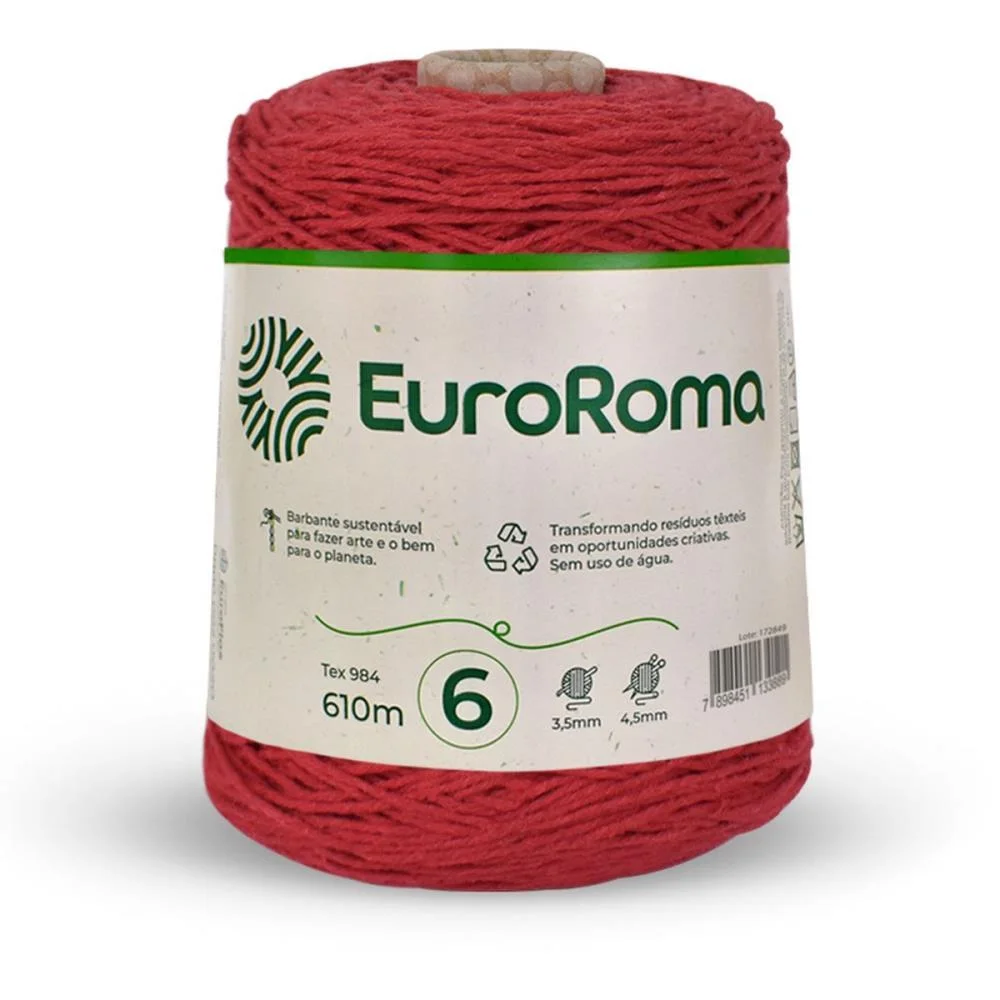 Barbante Colorido 600G 4/6 Fios 610M Vermelho Euroroma (Unidade) - imagem 2