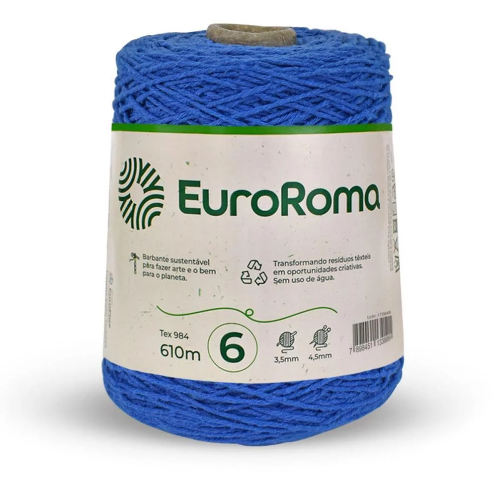 Barbante Colorido 600G 4/6 Fios 610M Azul Royal Euroroma (Unidade) - imagem 2