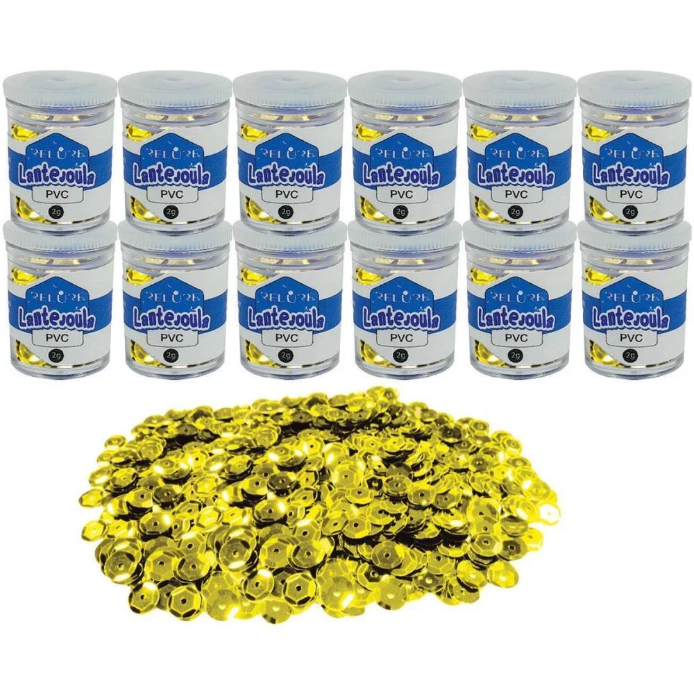 Lantejoula Metalizada Ouro 10Mm. Pote 2G. Honey (Pct.c/12) - imagem 3