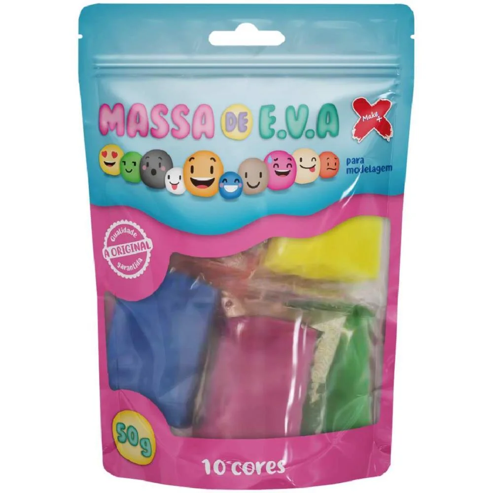 Massa De Eva 10 Cores Sor.p/Artesanato 50G. Make+ (Pacote) - imagem 2